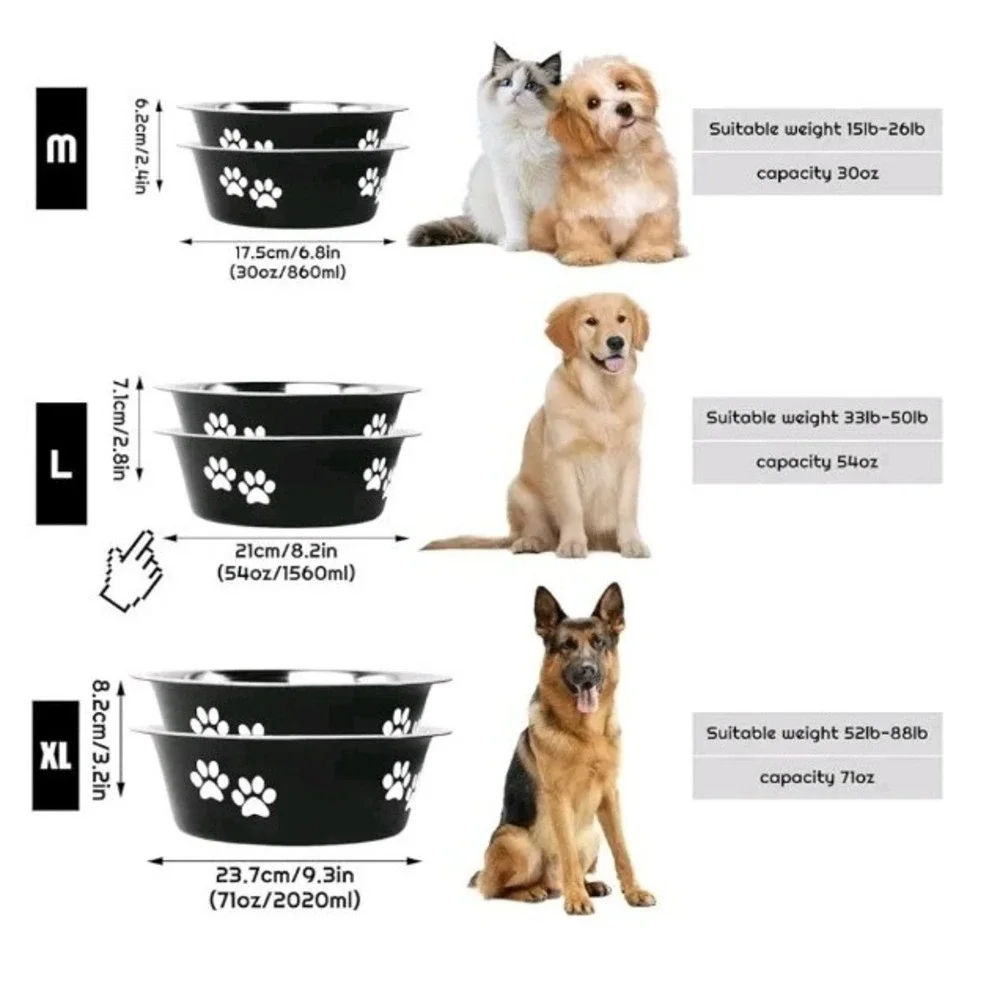 Stainless Steel Dog Dishes, 6.6 Cups, Raised Pet Feeder With Non Slip Bottom